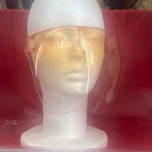 - Oversized peach shield visor sunglass…